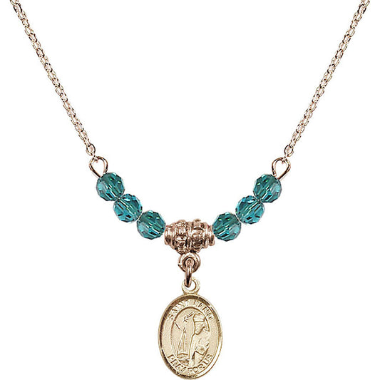 14kt Gold Filled Saint Elmo Birthstone Necklace with Zircon Beads - 9031