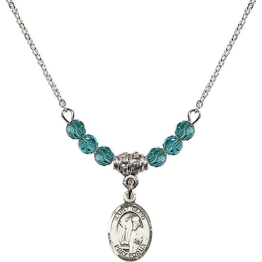 Sterling Silver Saint Elmo Birthstone Necklace with Zircon Beads - 9031