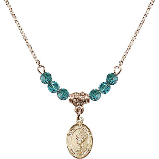 14kt Gold Filled Saint Florian Birthstone Necklace with Zircon Beads - 9034