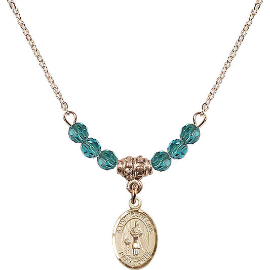 14kt Gold Filled Saint Genesius of Rome Birthstone Necklace with Zircon Beads - 9038