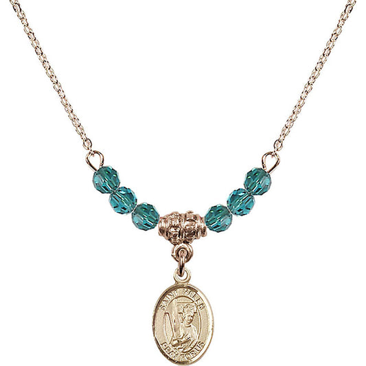14kt Gold Filled Saint Helen Birthstone Necklace with Zircon Beads - 9043