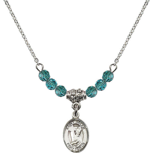 Sterling Silver Saint Helen Birthstone Necklace with Zircon Beads - 9043