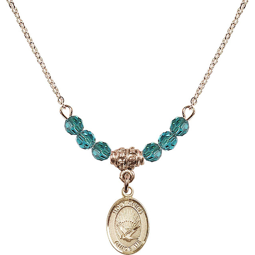 14kt Gold Filled Holy Spirit Birthstone Necklace with Zircon Beads - 9044