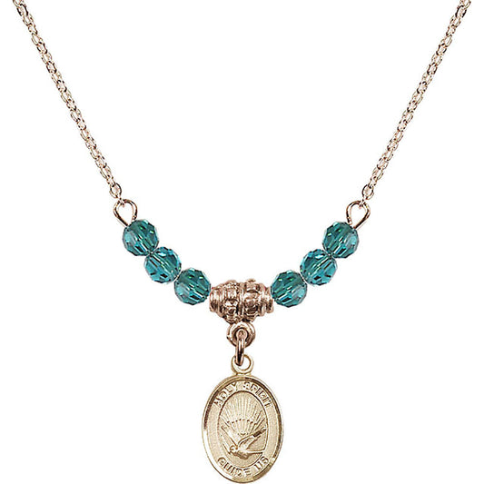 14kt Gold Filled Holy Spirit Birthstone Necklace with Zircon Beads - 9044
