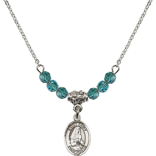Sterling Silver Saint Emily de Vialar Birthstone Necklace with Zircon Beads - 9047