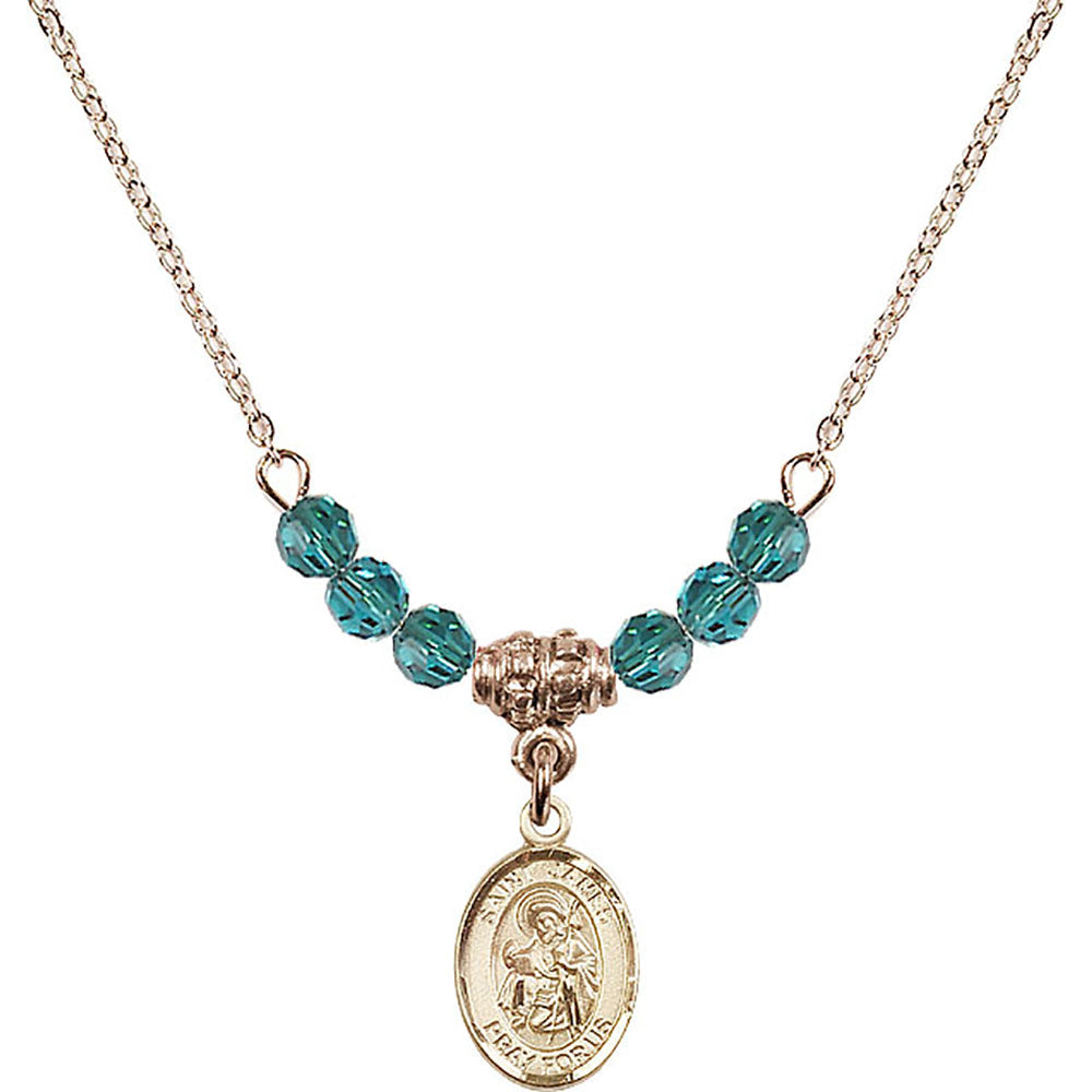 14kt Gold Filled Saint James the Greater Birthstone Necklace with Zircon Beads - 9050