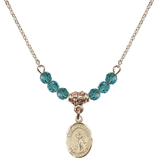 14kt Gold Filled Saint Joan of Arc Birthstone Necklace with Zircon Beads - 9053