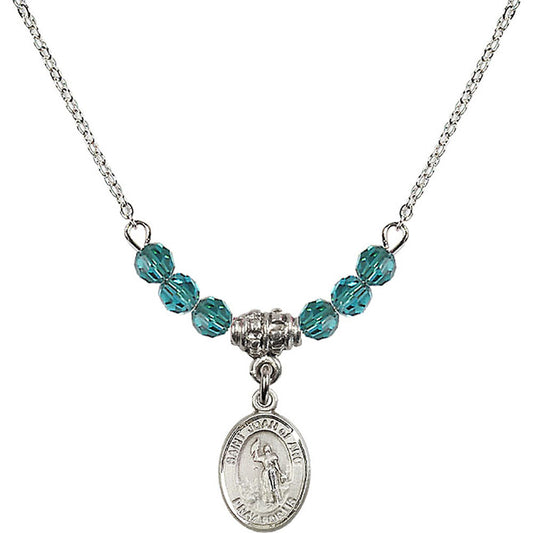 Sterling Silver Saint Joan of Arc Birthstone Necklace with Zircon Beads - 9053