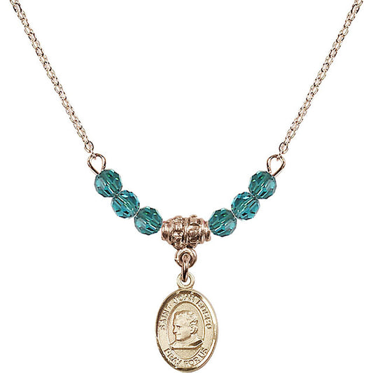14kt Gold Filled Saint John Bosco Birthstone Necklace with Zircon Beads - 9055