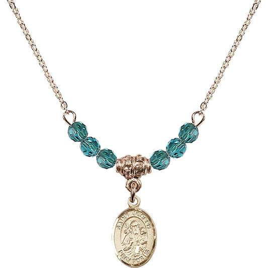 14kt Gold Filled Saint Joseph Birthstone Necklace with Zircon Beads - 9058