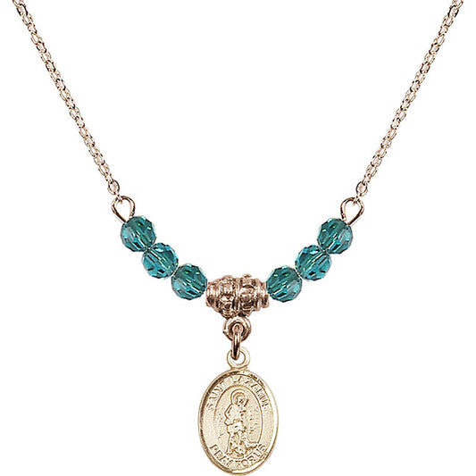 14kt Gold Filled Saint Lazarus Birthstone Necklace with Zircon Beads - 9066
