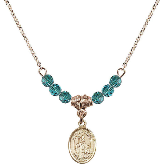 14kt Gold Filled Saint Kilian Birthstone Necklace with Zircon Beads - 9067