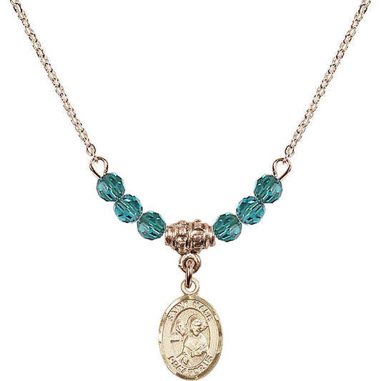 14kt Gold Filled Saint Mark the Evangelist Birthstone Necklace with Zircon Beads - 9070