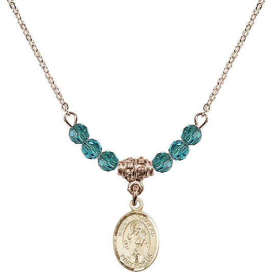 14kt Gold Filled Saint Nicholas Birthstone Necklace with Zircon Beads - 9080