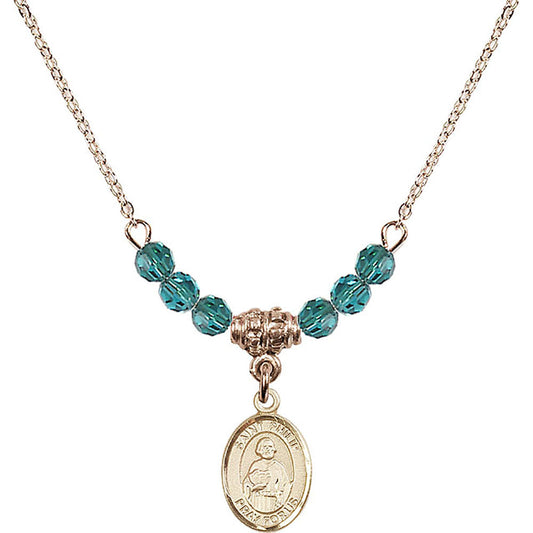 14kt Gold Filled Saint Philip the Apostle Birthstone Necklace with Zircon Beads - 9083