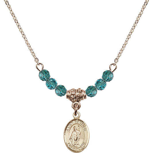 14kt Gold Filled Saint Patrick Birthstone Necklace with Zircon Beads - 9084