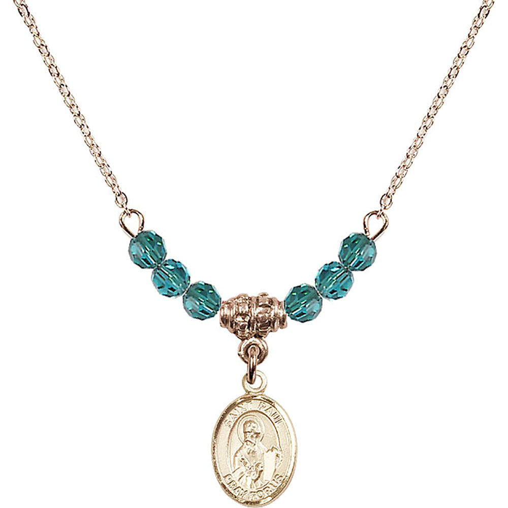 14kt Gold Filled Saint Paul the Apostle Birthstone Necklace with Zircon Beads - 9086