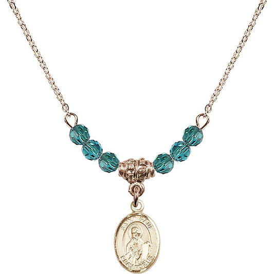 14kt Gold Filled Saint Paul the Apostle Birthstone Necklace with Zircon Beads - 9086