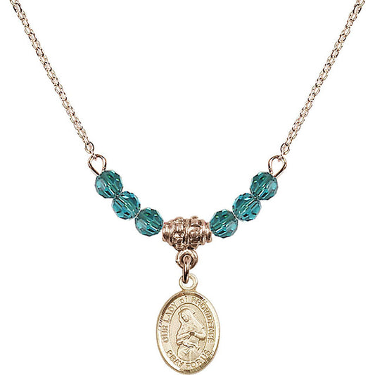 14kt Gold Filled Our Lady of Providence Birthstone Necklace with Zircon Beads - 9087