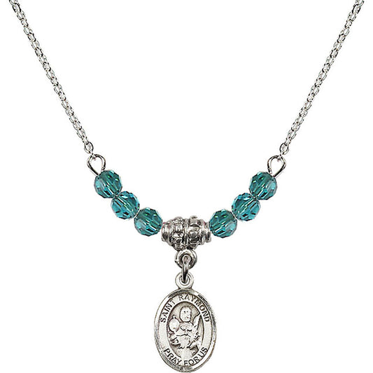 Sterling Silver Saint Raymond Nonnatus Birthstone Necklace with Zircon Beads - 9091