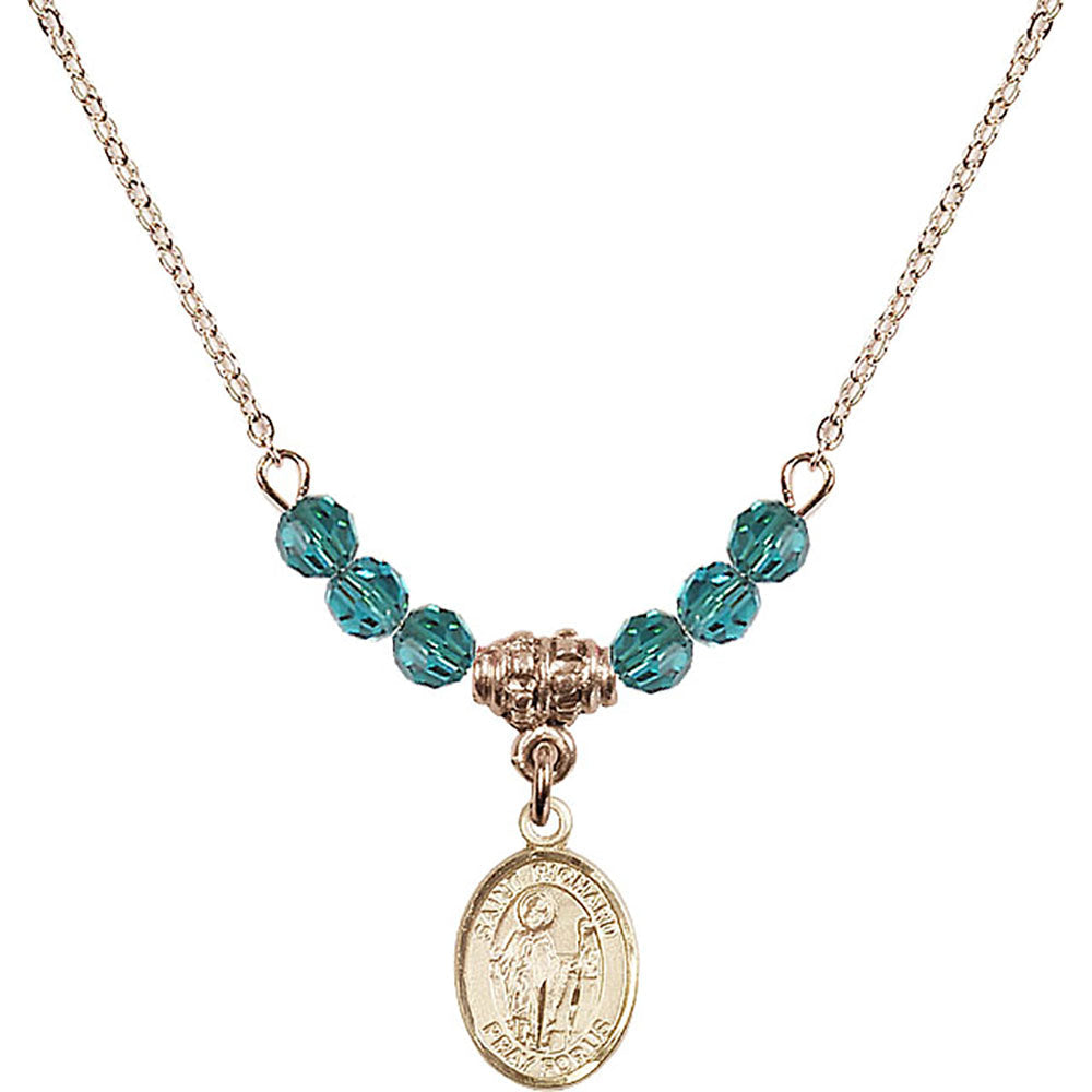 14kt Gold Filled Saint Richard Birthstone Necklace with Zircon Beads - 9093