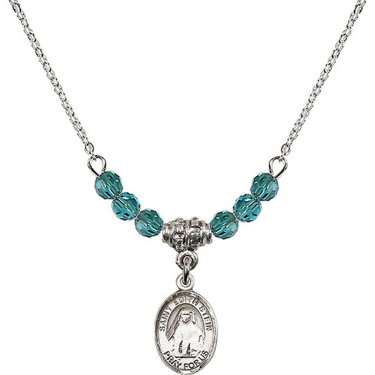 Sterling Silver Saint Edith Stein Birthstone Necklace with Zircon Beads - 9103