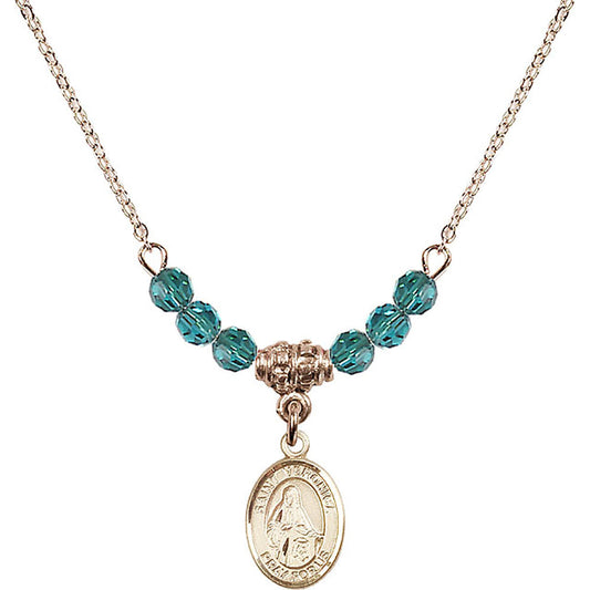 14kt Gold Filled Saint Veronica Birthstone Necklace with Zircon Beads - 9110