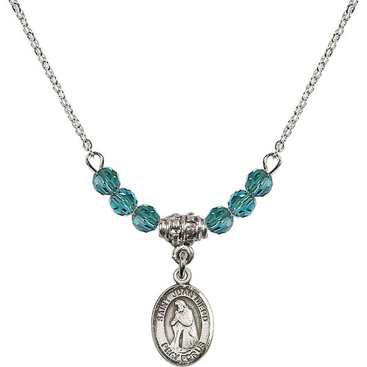Sterling Silver Saint Juan Diego Birthstone Necklace with Zircon Beads - 9111