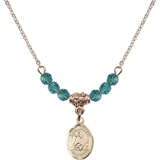14kt Gold Filled Saint William of Rochester Birthstone Necklace with Zircon Beads - 9114