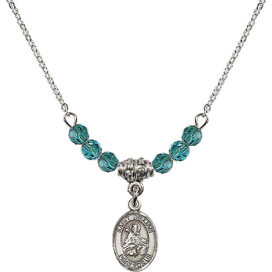 Sterling Silver Saint William of Rochester Birthstone Necklace with Zircon Beads - 9114