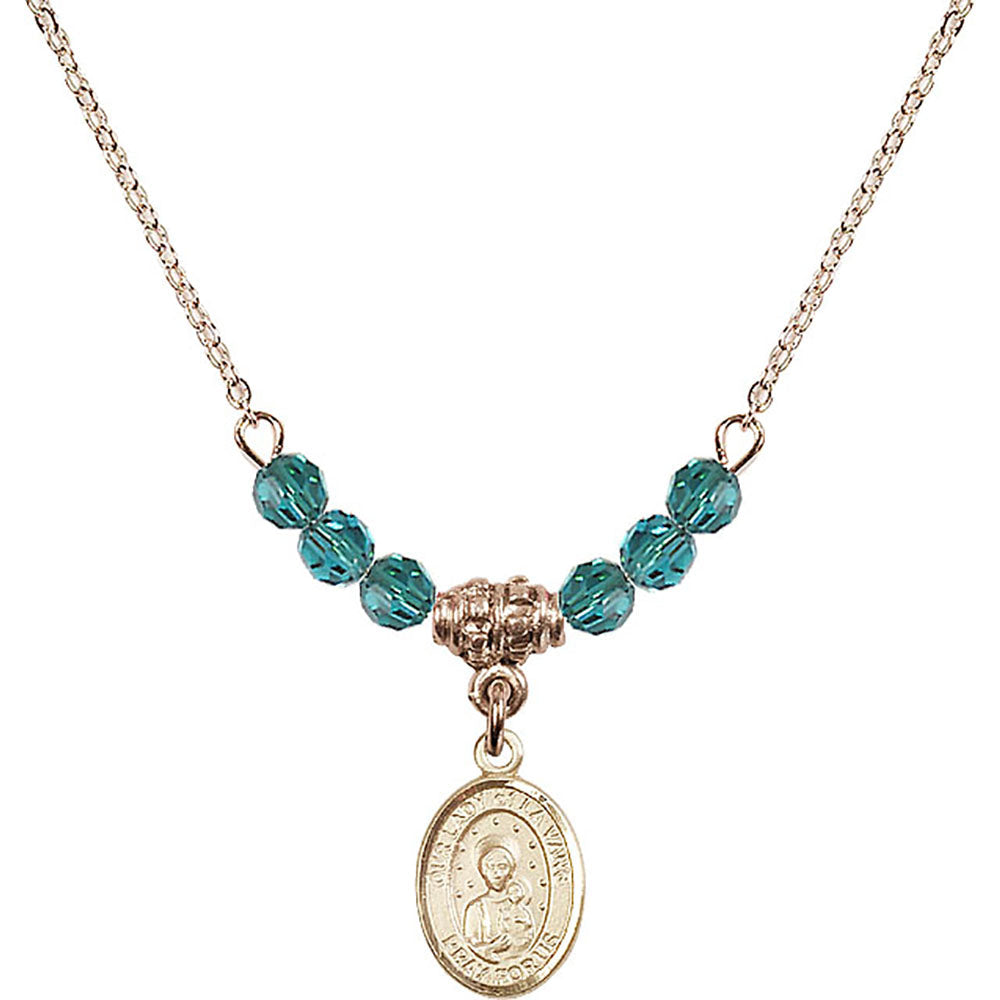 14kt Gold Filled Our Lady of la Vang Birthstone Necklace with Zircon Beads - 9115