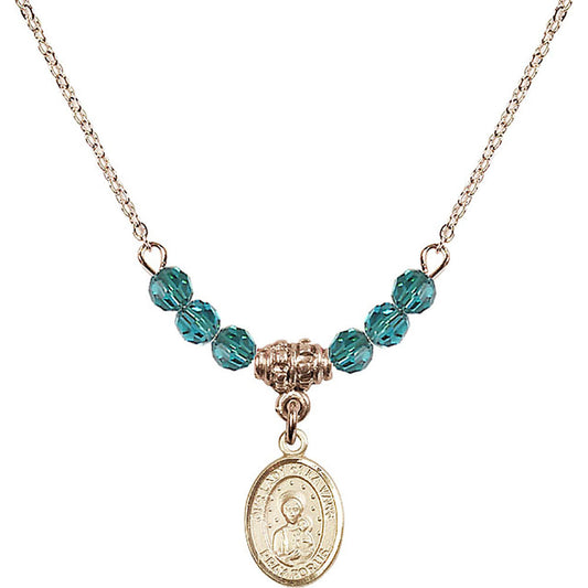14kt Gold Filled Our Lady of la Vang Birthstone Necklace with Zircon Beads - 9115