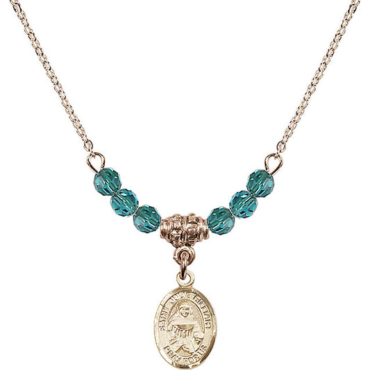 14kt Gold Filled Saint Julie Billiart Birthstone Necklace with Zircon Beads - 9117