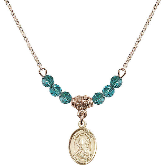14kt Gold Filled Saint Brigid of Ireland Birthstone Necklace with Zircon Beads - 9123