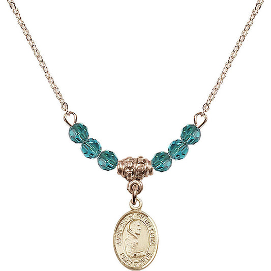 14kt Gold Filled Saint Pio of Pietrelcina Birthstone Necklace with Zircon Beads - 9125