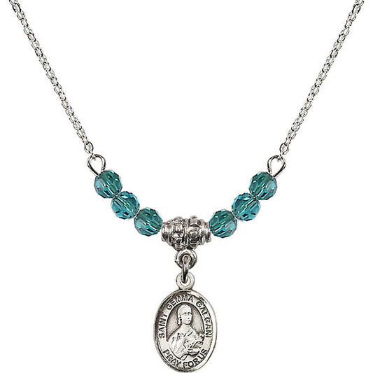Sterling Silver Saint Gemma Galgani Birthstone Necklace with Zircon Beads - 9130