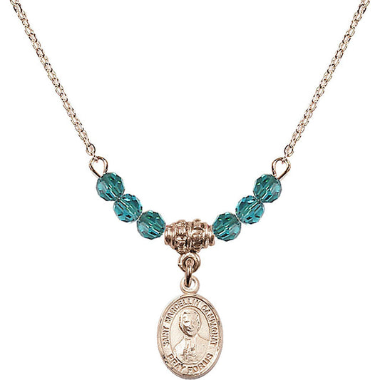 14kt Gold Filled Saint Marcellin Champagnat Birthstone Necklace with Zircon Beads - 9131