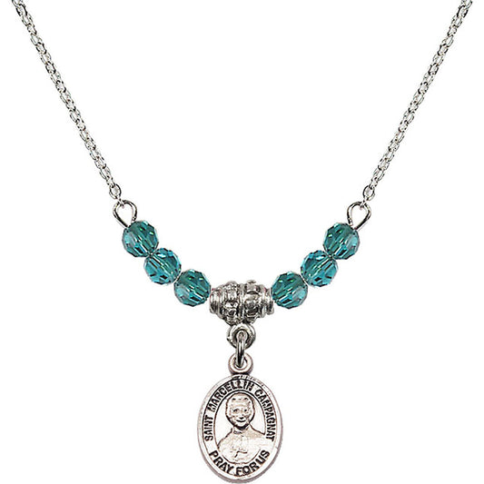 Sterling Silver Saint Marcellin Champagnat Birthstone Necklace with Zircon Beads - 9131