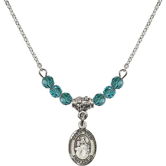 Sterling Silver Maria Stein Birthstone Necklace with Zircon Beads - 9133