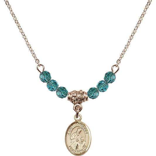 14kt Gold Filled Saint Ambrose Birthstone Necklace with Zircon Beads - 9137