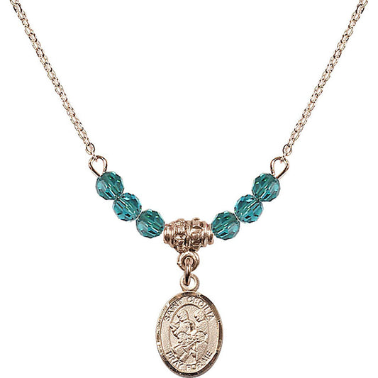 14kt Gold Filled Saint Cecilia / Marching Band Birthstone Necklace with Zircon Beads - 9179