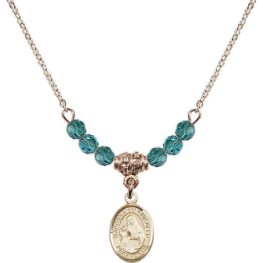 14kt Gold Filled Madonna del Ghisallo Birthstone Necklace with Zircon Beads - 9203