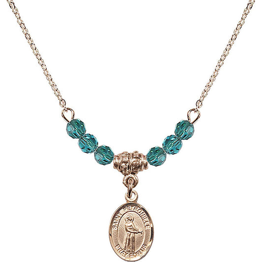 14kt Gold Filled Saint Petronille Birthstone Necklace with Zircon Beads - 9209