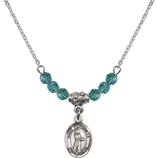 Sterling Silver Saint Petronille Birthstone Necklace with Zircon Beads - 9209