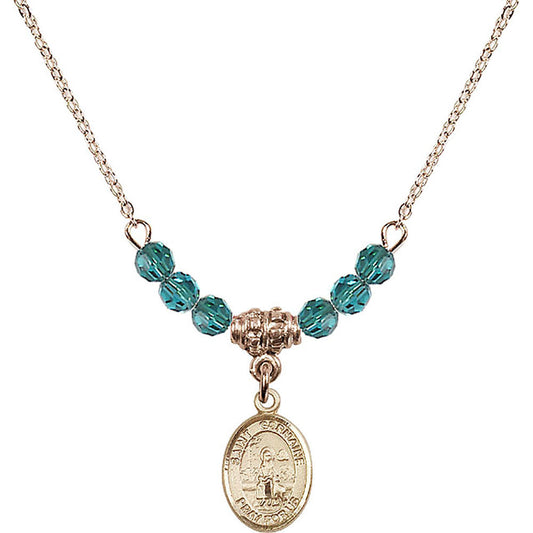 14kt Gold Filled Saint Germaine Cousin Birthstone Necklace with Zircon Beads - 9211