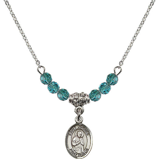 Sterling Silver Saint Isaac Jogues Birthstone Necklace with Zircon Beads - 9212