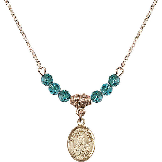 14kt Gold Filled Saint Alexandra Birthstone Necklace with Zircon Beads - 9215