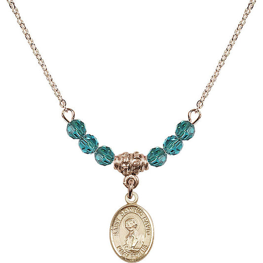 14kt Gold Filled Saint Dominic Savio Birthstone Necklace with Zircon Beads - 9227