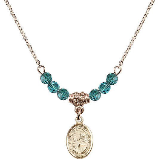 14kt Gold Filled Saint John of the Cross Birthstone Necklace with Zircon Beads - 9231
