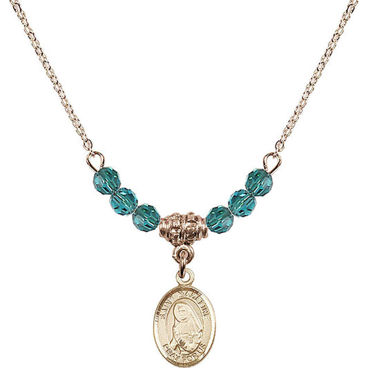14kt Gold Filled Saint Madeline Sophie Barat Birthstone Necklace with Zircon Beads - 9236